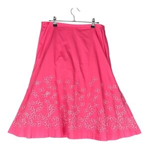 Liz Claiborne Women's 10 Hot Pink Cotton A Line Skirt Butterfly Embroidered